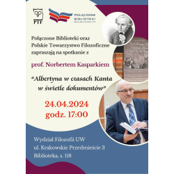 Plakat promujący wykład prof. N. Kasparka